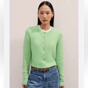 ME+EM Responsible Alpaca Wool Crop Cardigan Green Women’s Size Large